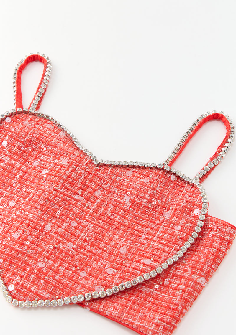 Odelia Heart-Shaped Tweed Top