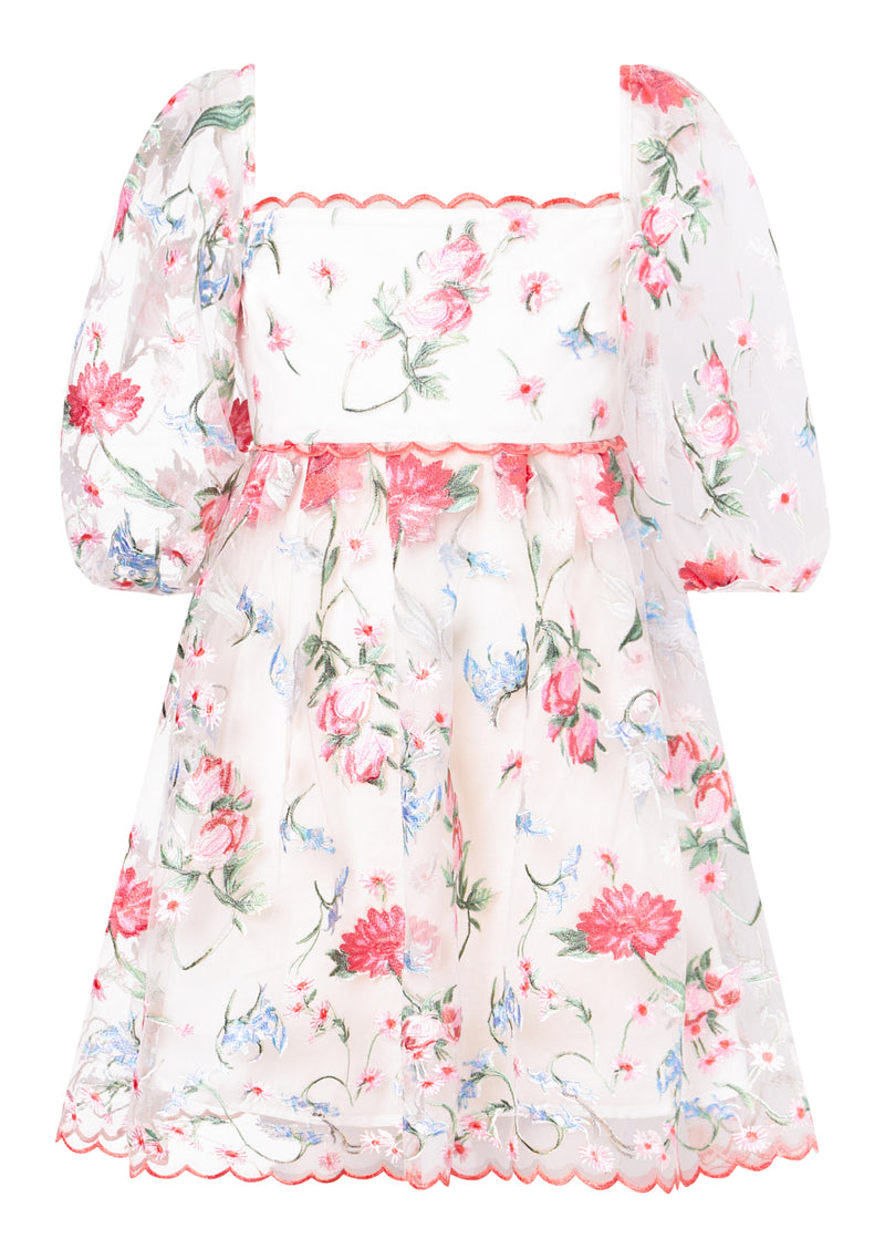 Lillia Embroidered Mini Dress