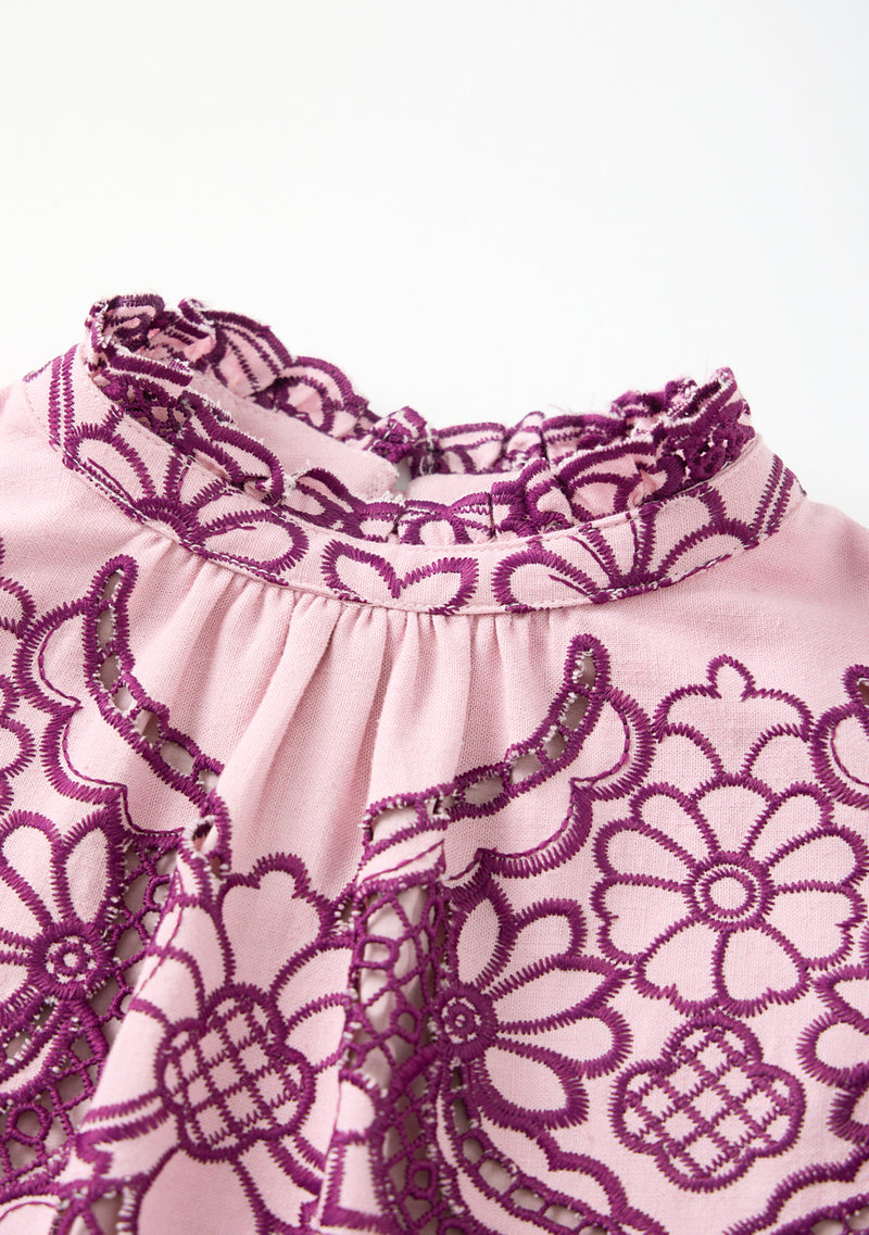 Annie Embroidered Sleeve Mini Dress