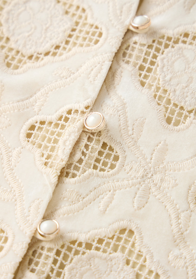 Ava Embroidered Velvet Top