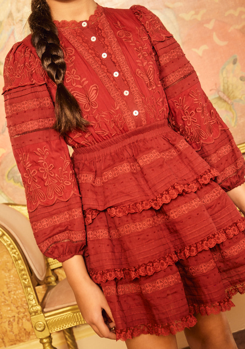 Betty Embroidered Sleeve Mini Dress