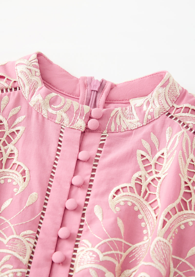 Charm Embroidered Mini Dress